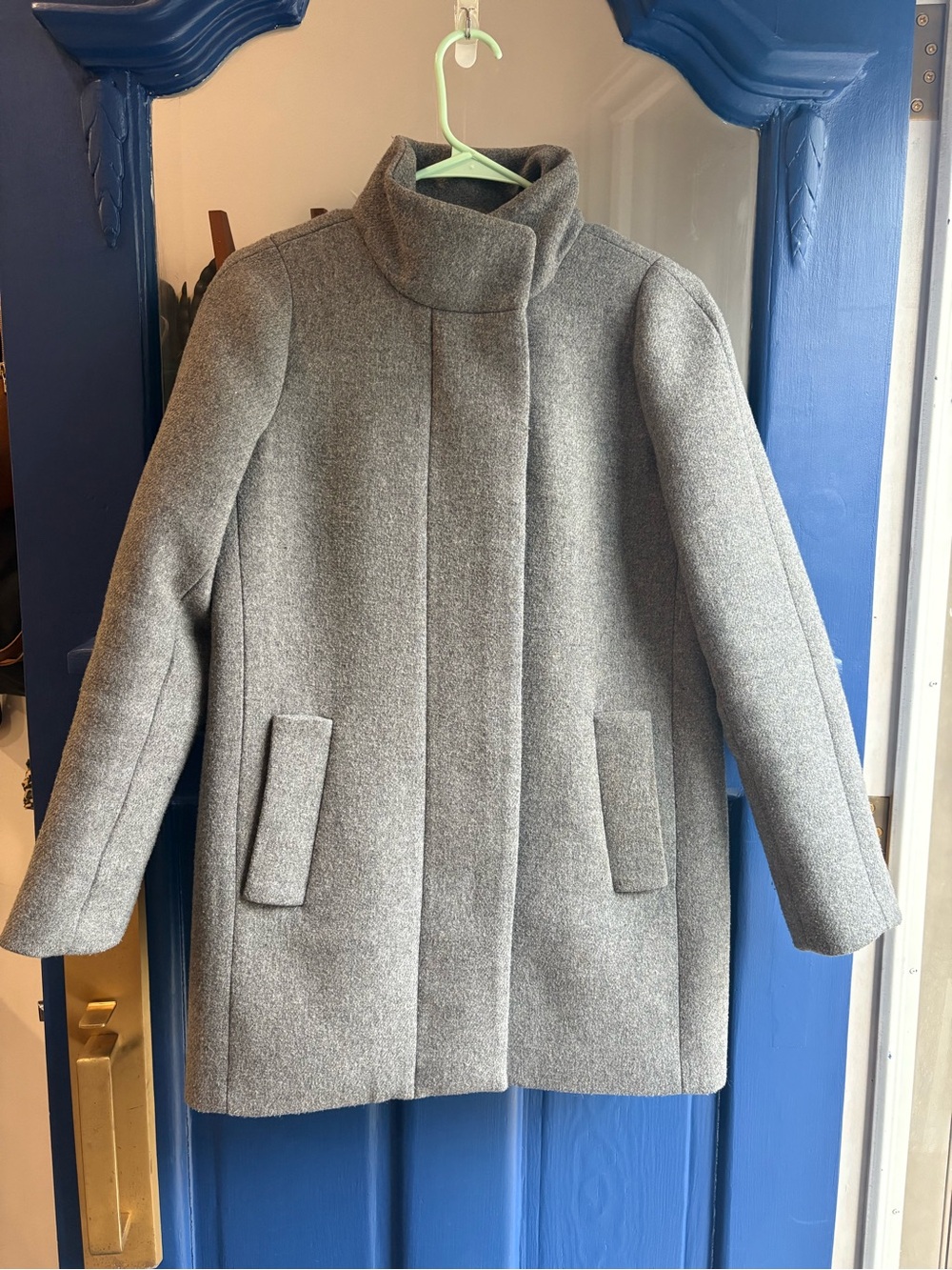 J. Crew Gray Wool Blend Stand-Collar Pea Coat